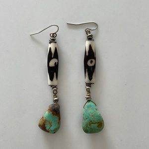 Real Turquoise and Beaded Earrings